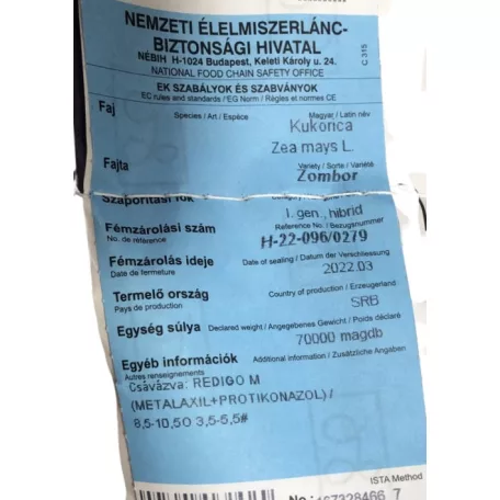 Vetőmag Kukorica Zombor H-22-096/0279   20,7 kg