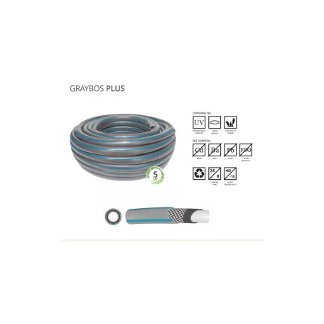 Locsolótömlő   1/2"x25m szürke,4rétegű szövetbetétes GRAYBOS