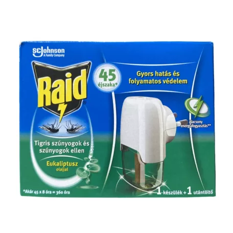 Elektromos szúnyogriasztó készülék folyadékkal Eucalyptus RAID