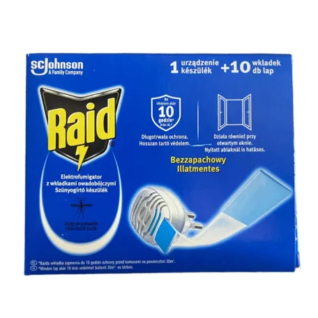 Elektromos szúnyogriasztó készülék+10lapka RAID